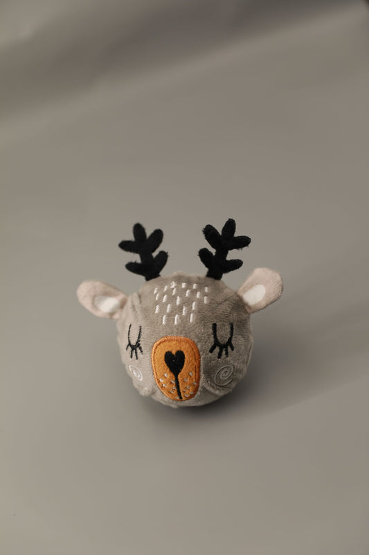 Knitted Cozy Reindeer Head Squeaky Toy