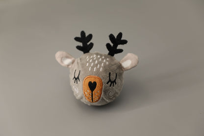 Knitted Cozy Reindeer Head Squeaky Toy